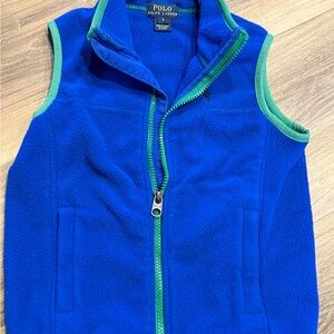 Children’s Polo zip up vest by Ralph Lauren Royal Blue Fleece with green trim